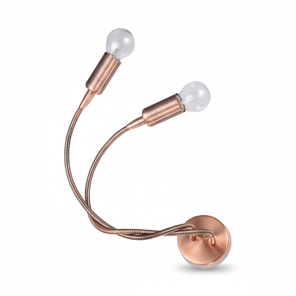 Applique da Parete con Braccio Flessibile Rame 2 Luci E14 Diamantlux ARIEL-A2