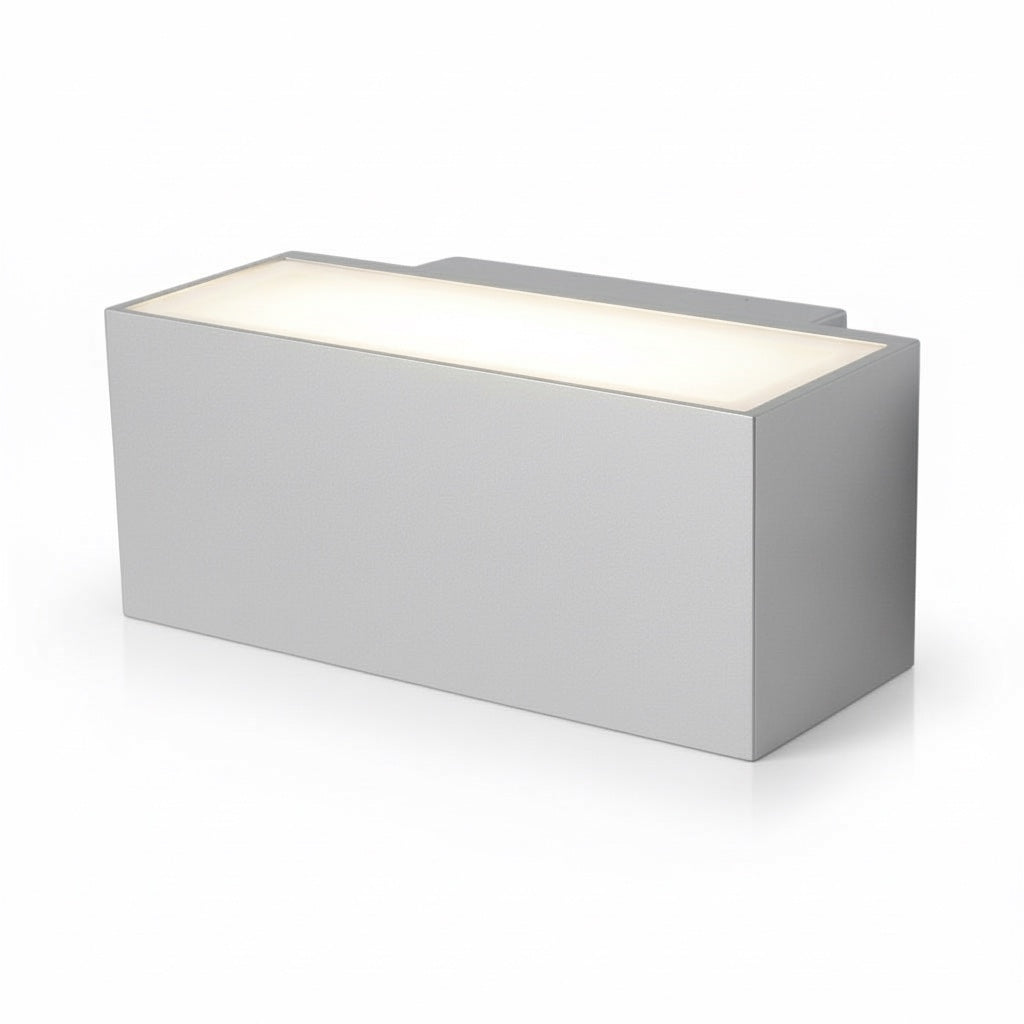 Applique Esterno Rettangolare E27 Bi-Emissione Silver IP54 Diamantlux TAORMINA-S