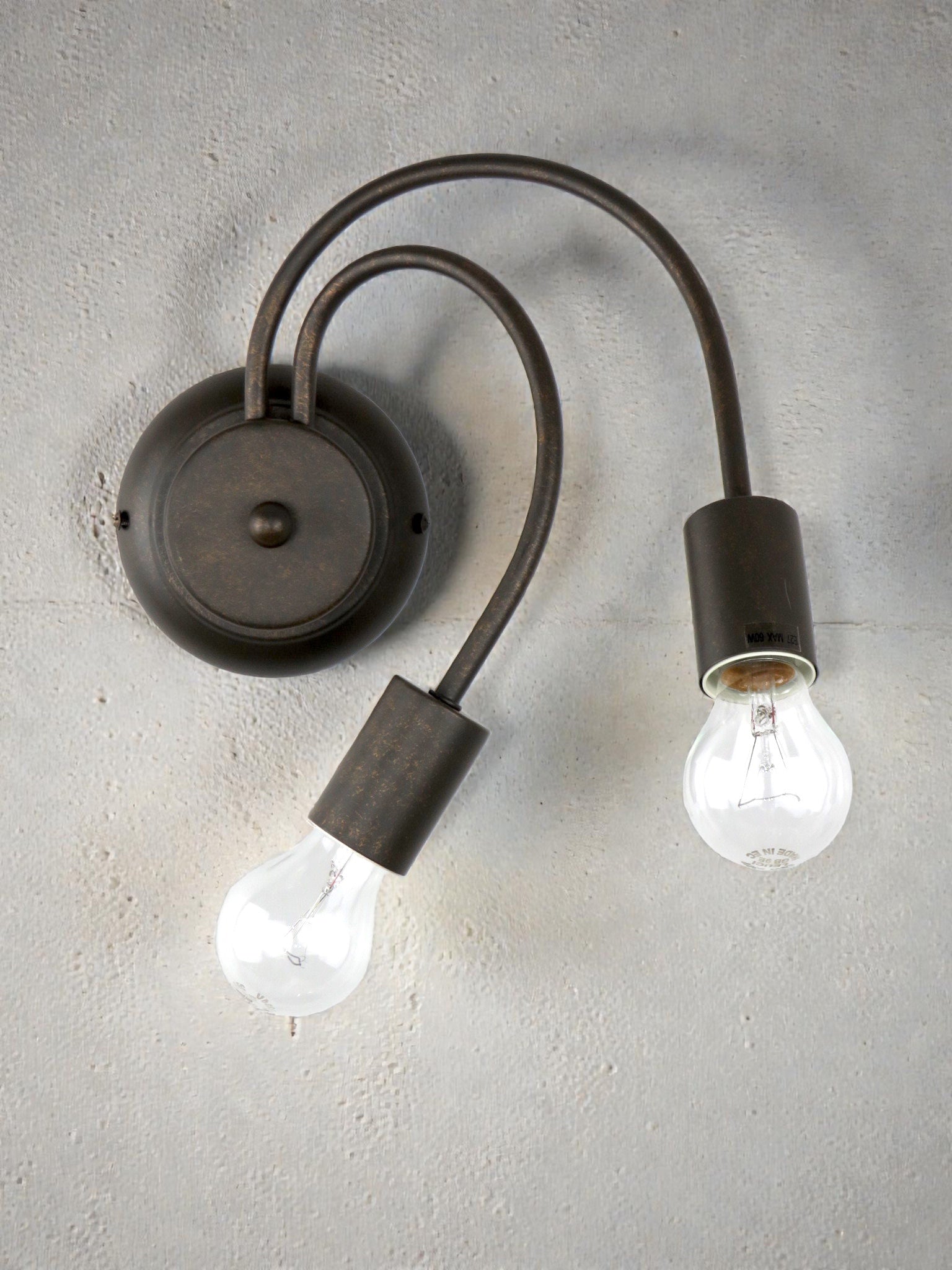 Applique Ferro Battuto Moderno 2 Luci E27 Marrone Diamantlux 147 A2