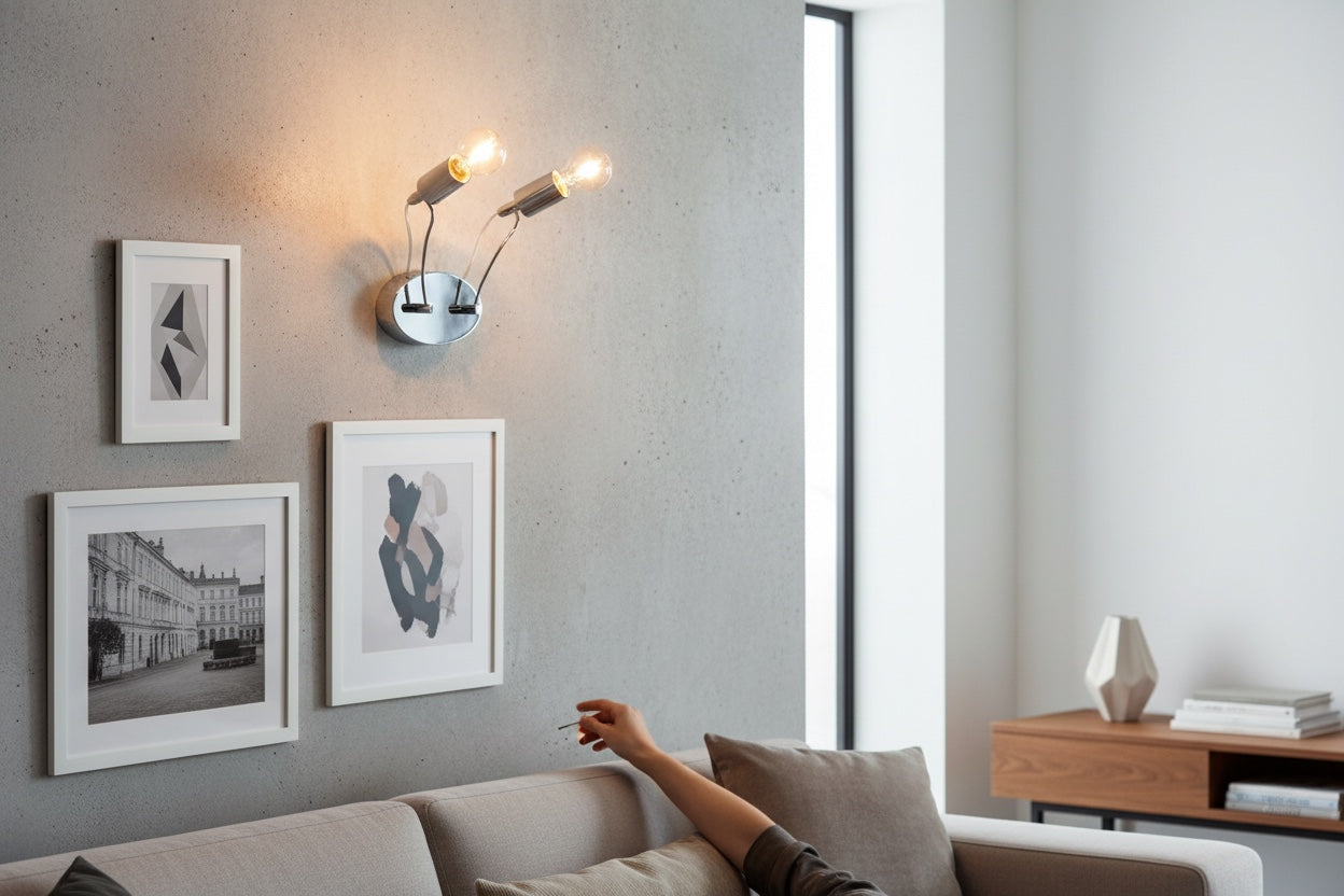 Applique da Parete Molto Luminose Acciaio Cromo 2 Luci Diamantlux AUSTIN A2