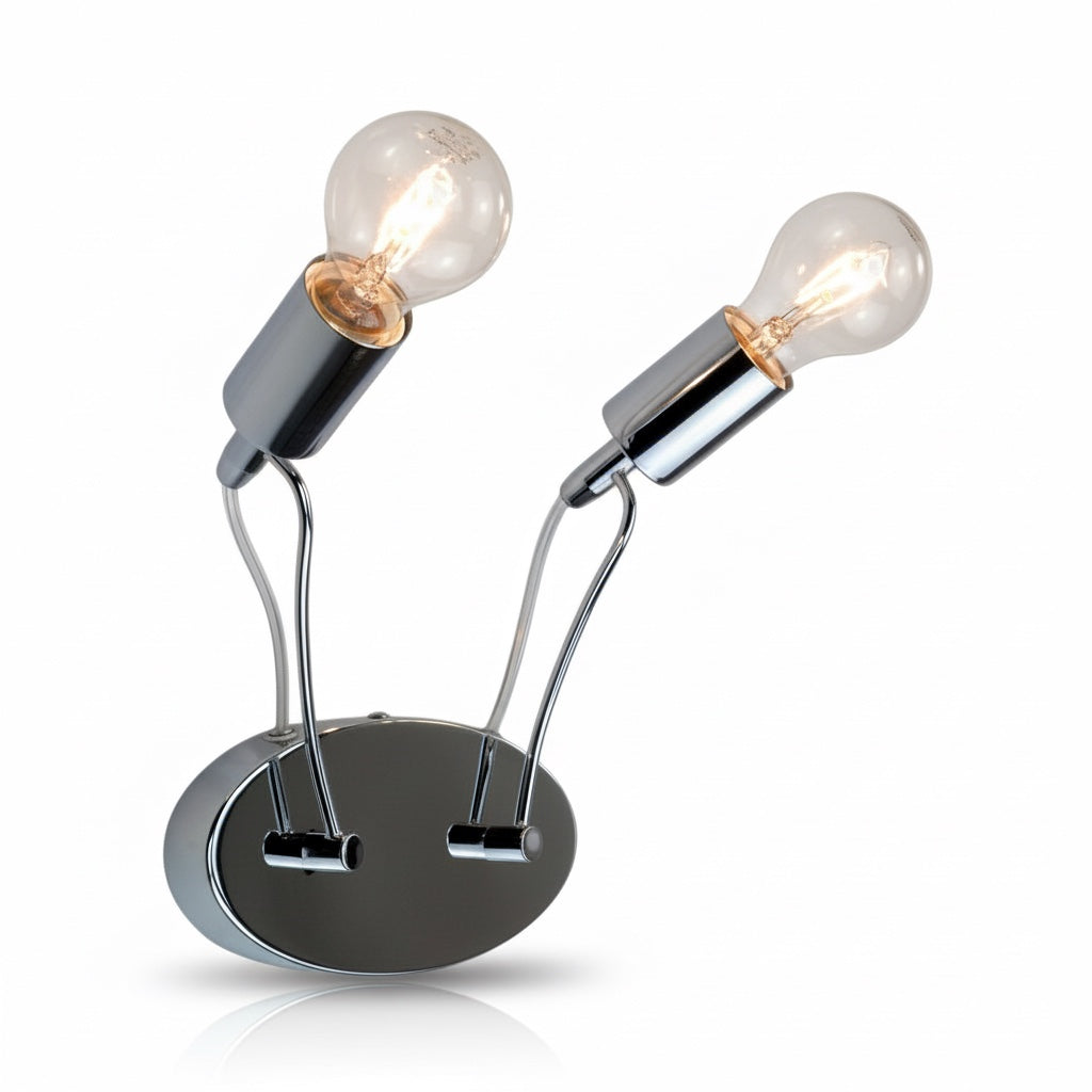 Applique da Parete Molto Luminose Acciaio Cromo 2 Luci Diamantlux AUSTIN A2