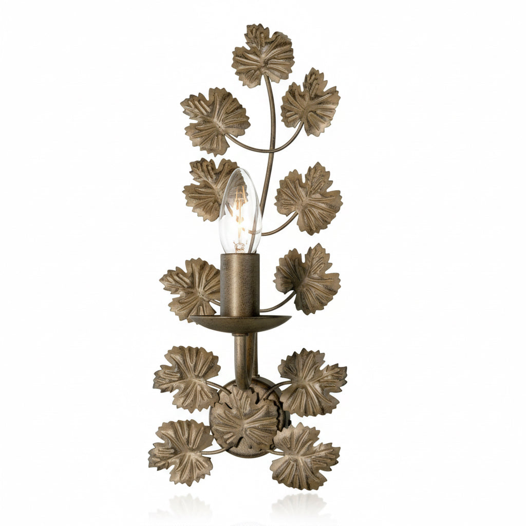 Applique Rustica a Foglie Metallo 1 Luce E14 4125 A1 DIAMANTLUX