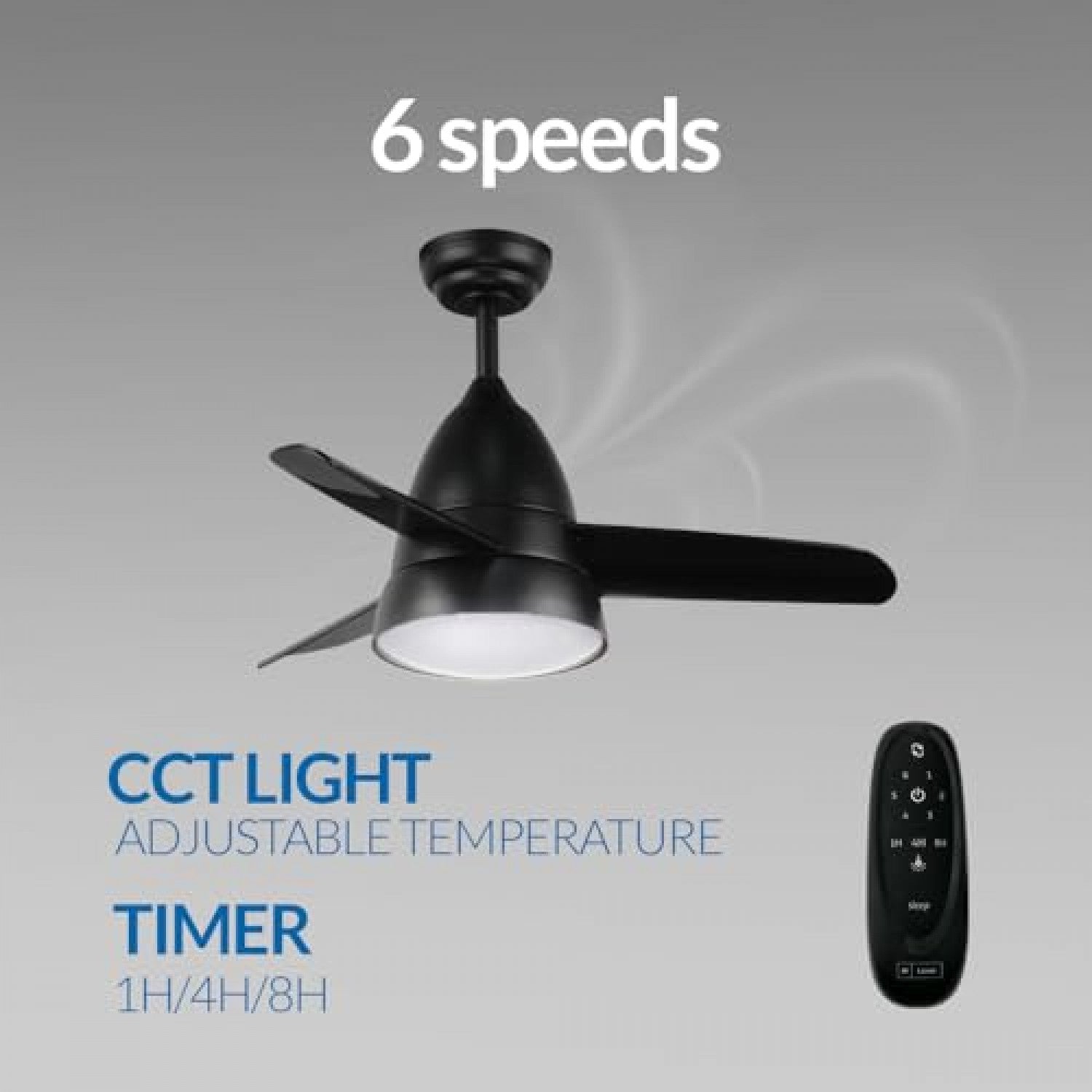 Ventilatore da Soffitto Nero LED Silenzioso 3CCT Motore DC – LM8806