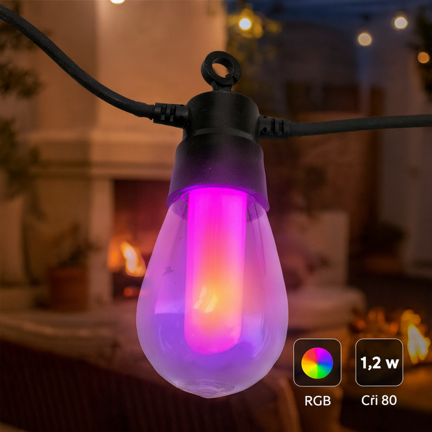 Catena Luminosa Solare 8M RGB+W con 10 Lampadine LED IP54 Dimmerabile – LM8969