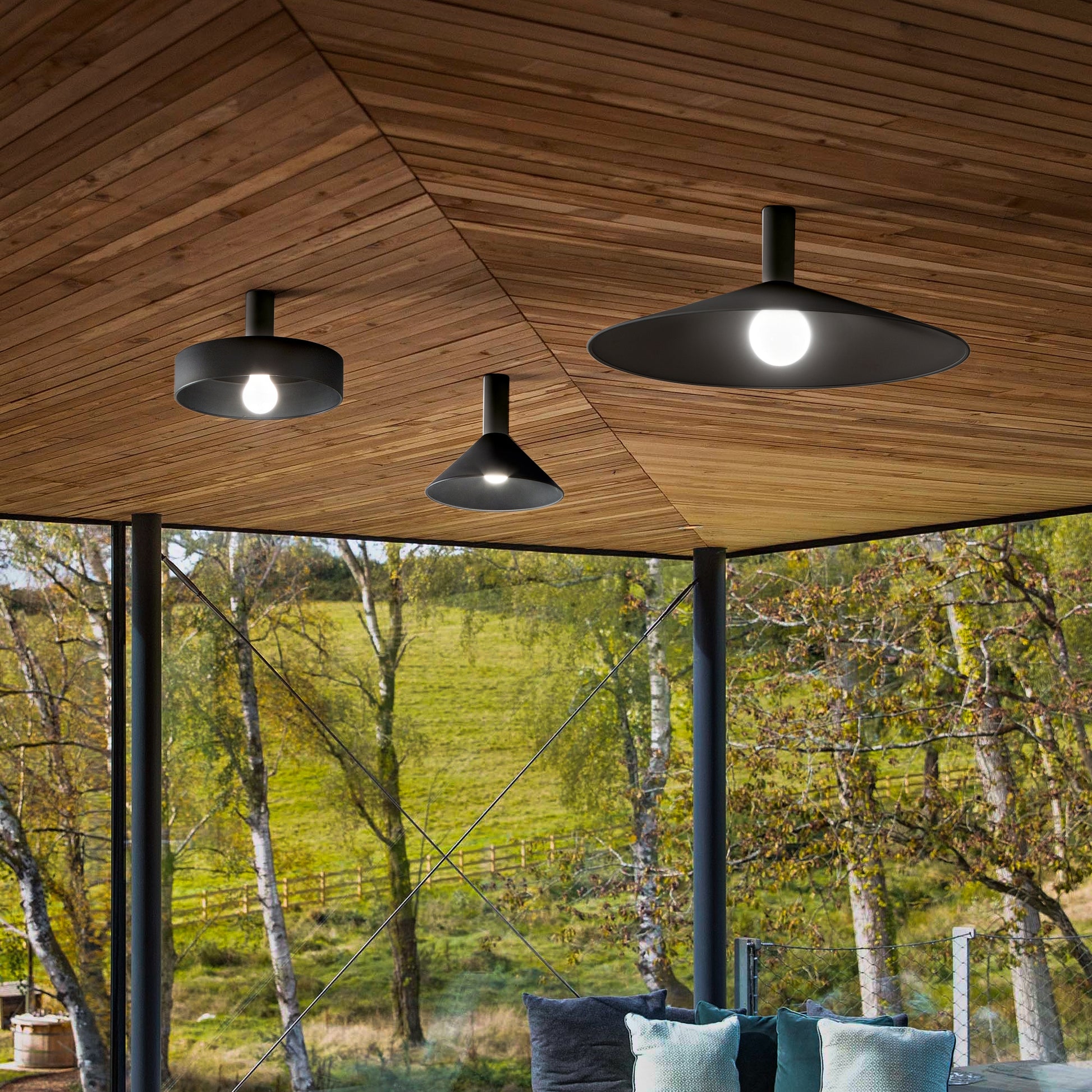 Esempio di installazione base a sospensione sistema modulare Mix Up Diamantlux per interni