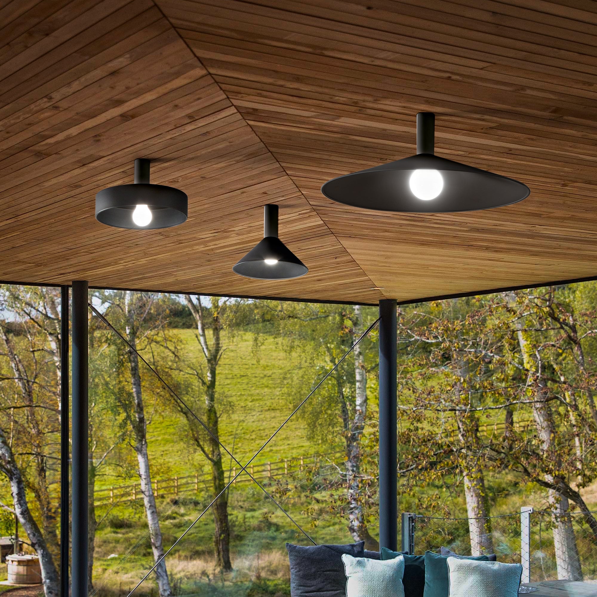 Esempio di installazione base a sospensione sistema modulare Mix Up Diamantlux per interni