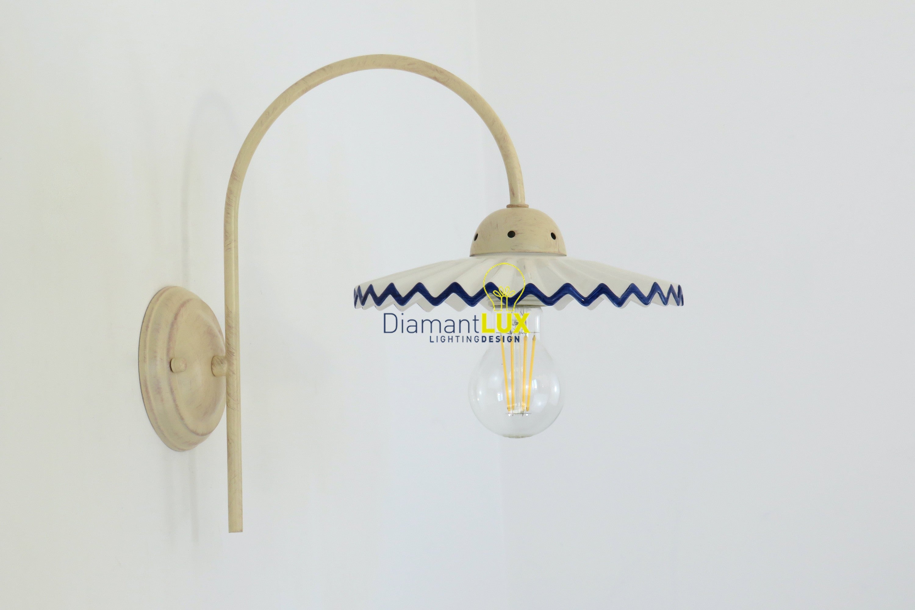 BERENICE applique vintage ceramica blu DIAMANTLUX