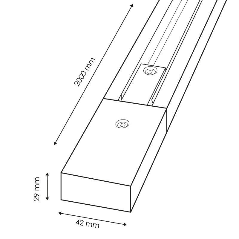Binario Monofase per Faretti da 2 Metri in Alluminio