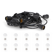 Catena luminosa da esterno 10 metri IP65 Prolungabile con 10 Lampadine Sfera Alta Potenza Catenaria Nero Bianco Gomma Plastica Diamantlux Diamant Lux