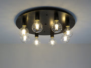 CLOE P8 MARRONE lampadario plafoniera classico rustico vintage tonda 8 luci E27 DIAMANTLUX