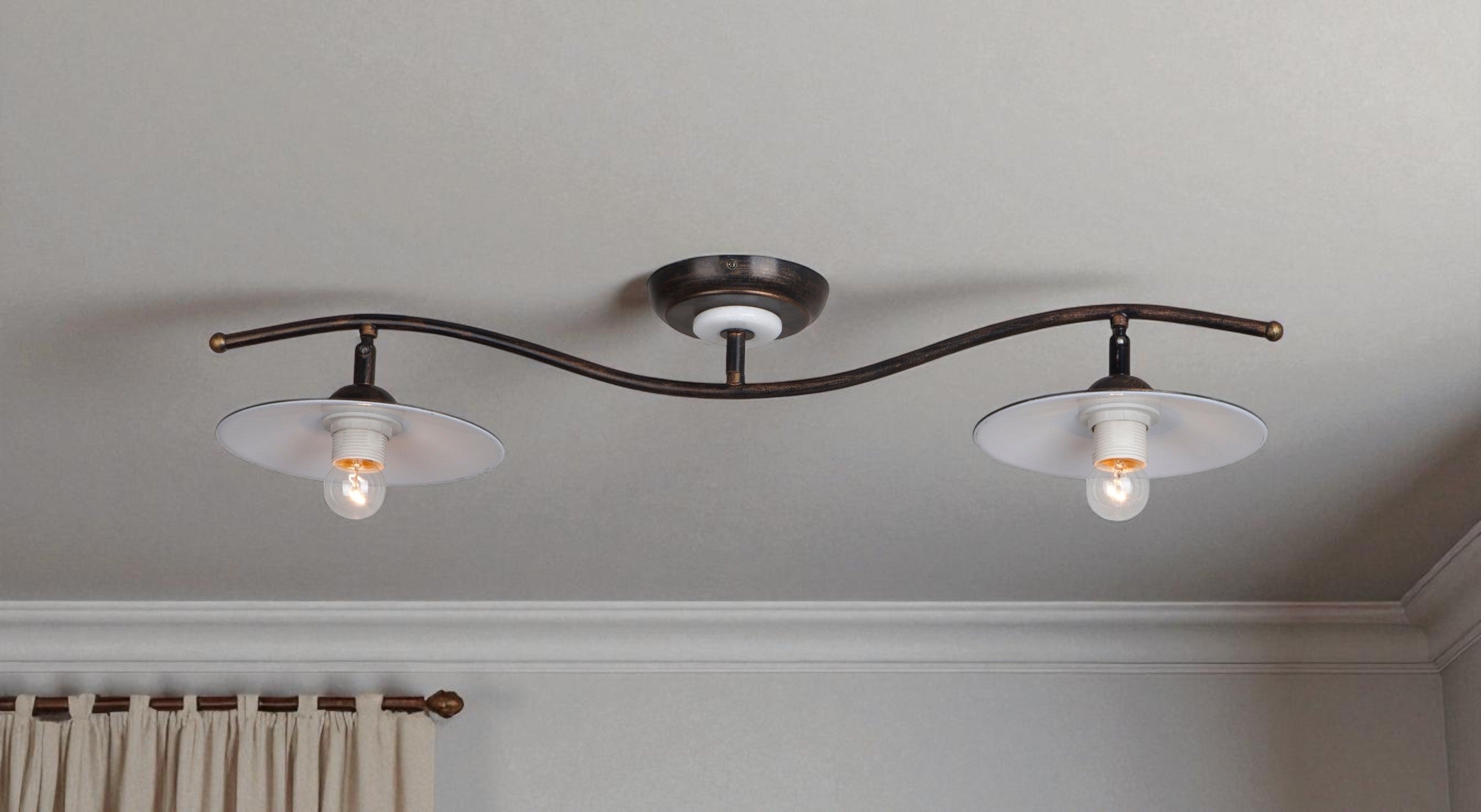 DARIO 1610 PL2 LAMPADA A BINARIO COUNTRY MARRONE DIAMANTLUX