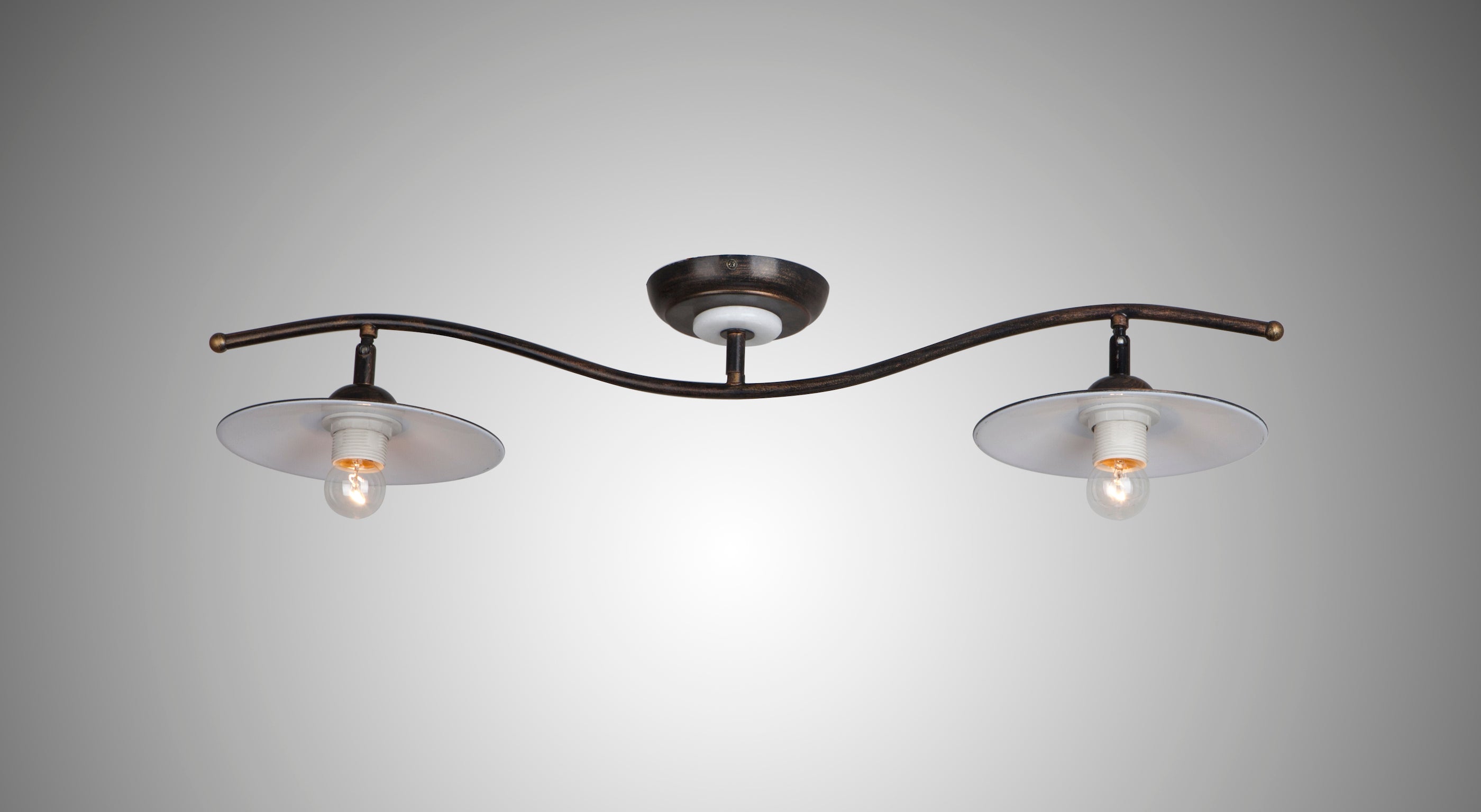 Plafoniera Classica Rustica 2 Luci E27 Marrone Antichizzato Diamantlux DARIO PL2