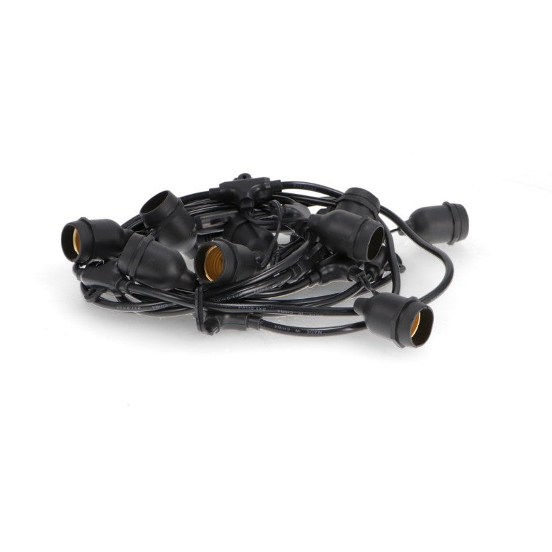 Catena luminosa da esterno 10 metri IP65 Prolungabile con 10 Lampadine Sfera Alta Potenza Catenaria Nero Bianco Gomma Plastica Diamantlux Diamant Lux