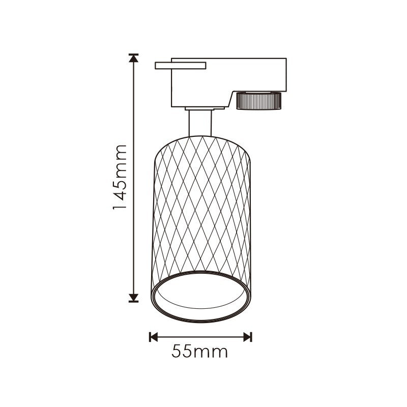 Faretto per Binario Monofase GU10 Design Cilindrico Orientabile Diamond