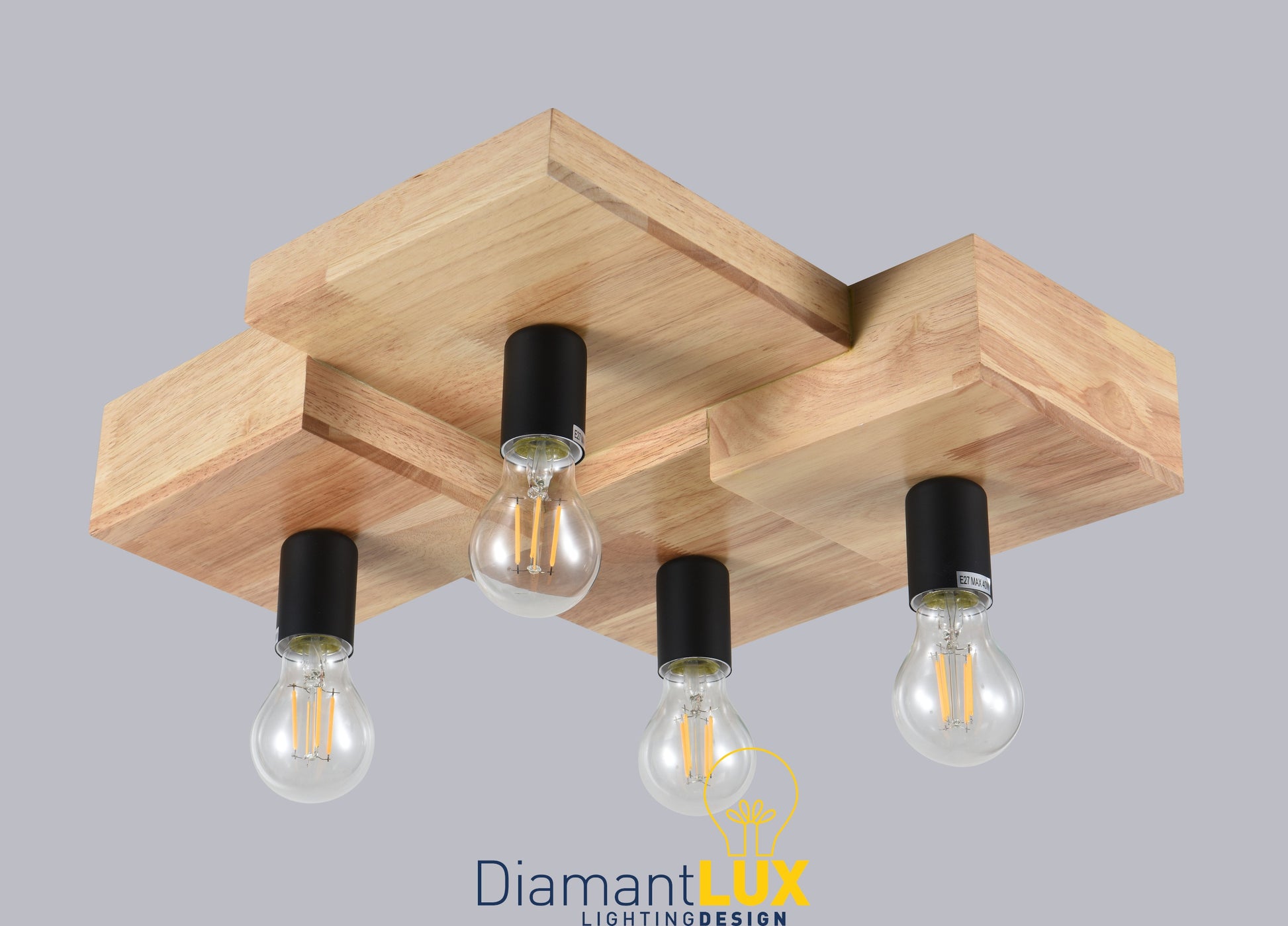 GIMMA-P4 Plafoniera legno vintage DIAMANTLUX