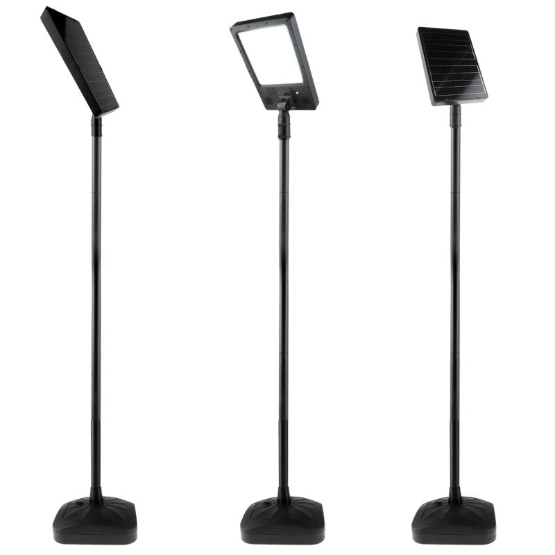 Lampione Stradale Solare LED, Rettangolare, Nero, Alluminio e Plastica, LEDME LM6354