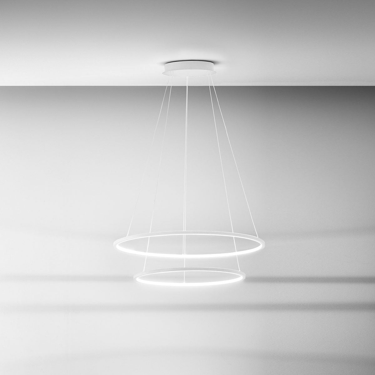 Lampadario 2 Cerchi LED Bianco Ø60-80 Moderno - Favolux Halo SP2