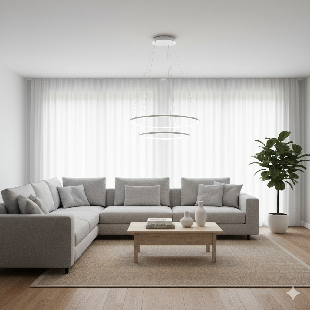 Lampadario 2 Cerchi LED Bianco Ø60-80 Moderno - Favolux Halo SP2