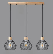 Lampadario a Sospensione Camera da Letto Moderno Vintage Nero Legno Orion-SP3-D20 | Diamantlux