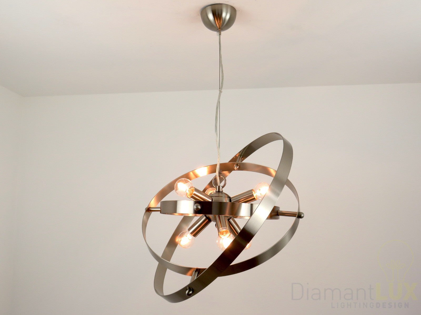 lampadario a sospensione tre cerchi metallo nikel 4181 6S DIAMANTLUX