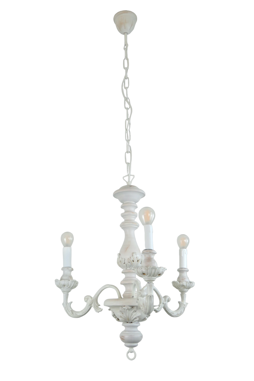 Lampadario Barocco Bianco 380/3 Diamantlux