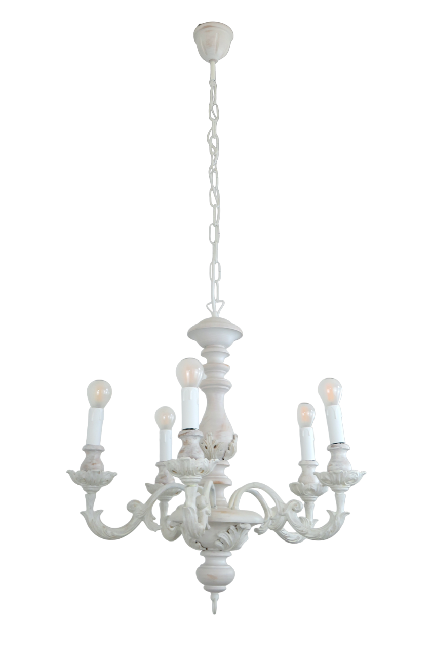Lampadario Barocco Bianco 380/5 Diamantlux