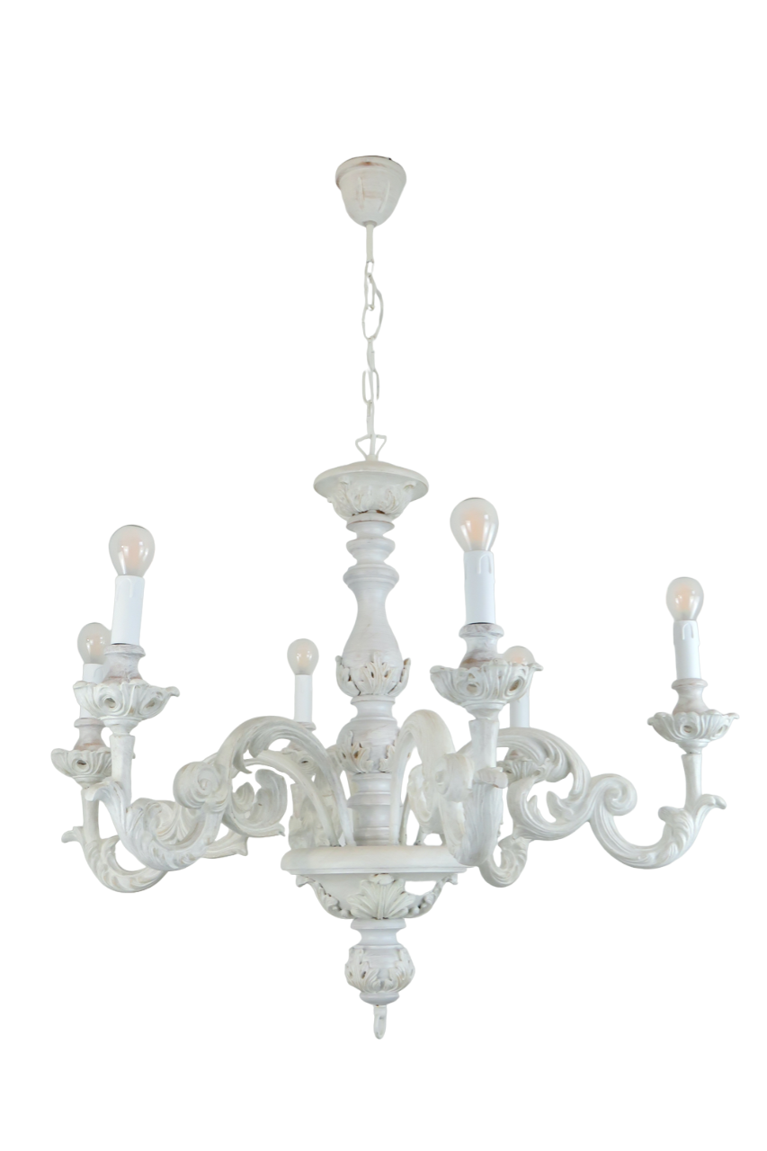 Lampadario Barocco Bianco 380/6 Diamantlux