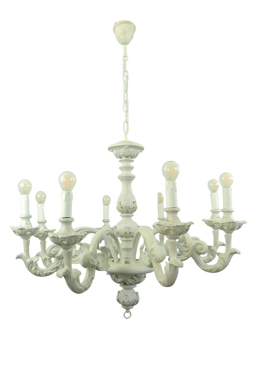 Lampadario Barocco Bianco 380/8 Diamantlux