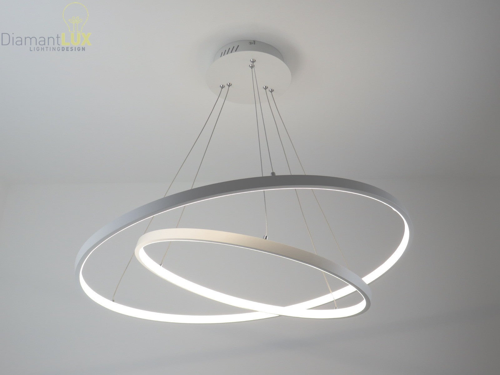Lampadario LED 2 cerchi bianchi Ø80+100 cm luce naturale 4000K – Sospensione moderna | 1719 FAVOLUX