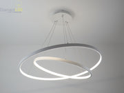 Lampadario LED 2 cerchi bianchi Ø80+100 cm luce naturale 4000K – Sospensione moderna | 1719 FAVOLUX