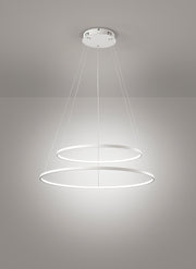 Lampadario LED a 2 cerchi bianchi Ø80+100 cm luce calda 3000K – Favolux 1719