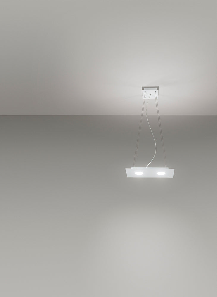 Lampadario a sospensione rettangolare FLET 2+1 luci bianco - Morelight 2079P