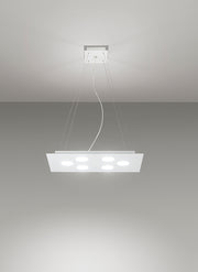 Lampadario a sospensione rettangolare FLET 6+1 luci bianco - Morelight 2079G