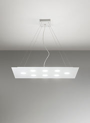 Lampadario a sospensione rettangolare FLET 8+2 luci bianco - Morelight 2079X