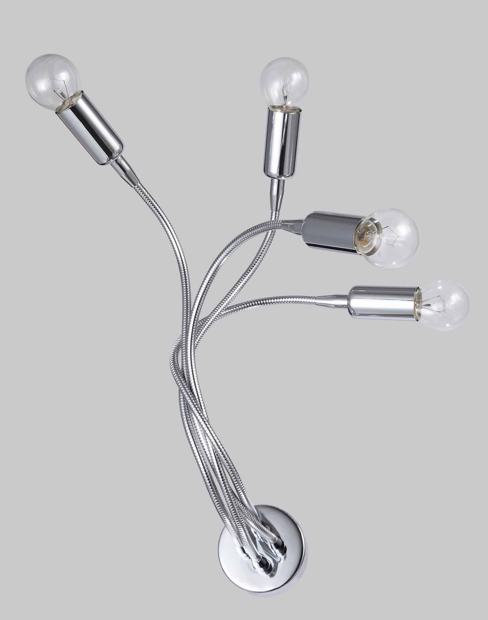 LIVIA-A4 Applique Specchio Bagno Moderno Con Braccio Flessibile Cromato Lucido DIAMANTLUX