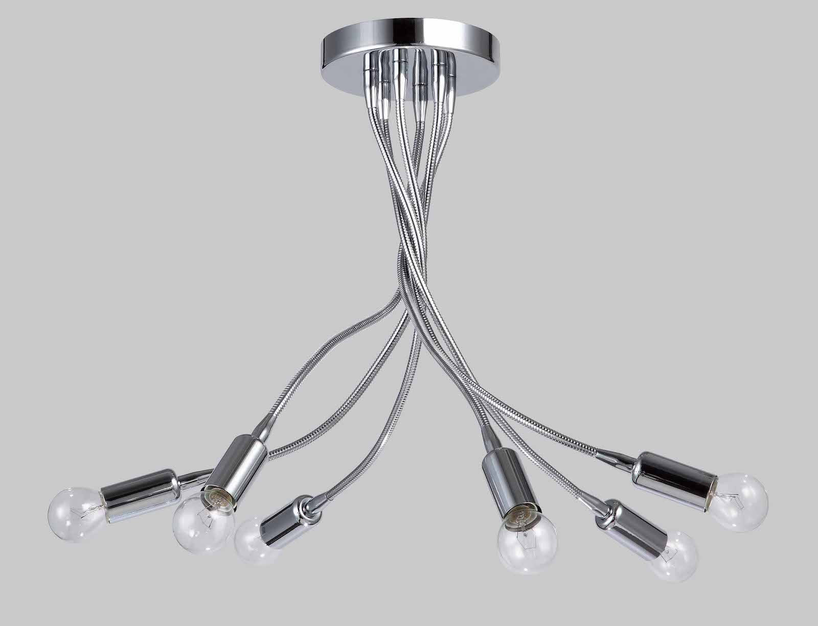 LIVIA-P6 Plafoniera Bagno Moderno Con Bracci Flessibili Cromato Lucido DIAMANTLUX