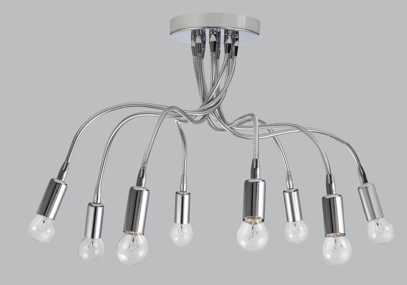 LIVIA-P8 Plafoniera Bagno Moderno Con Bracci Flessibili Cromato Lucido DIAMANTLUX