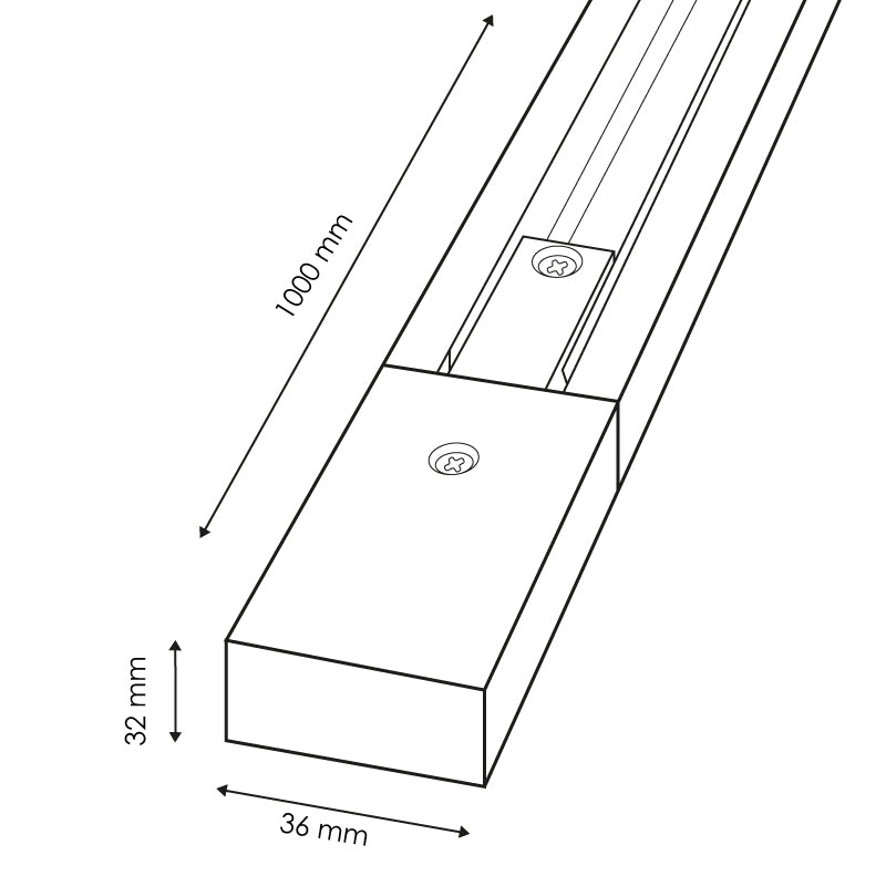 Binario Monofase per Faretti da 1 Metro in Alluminio