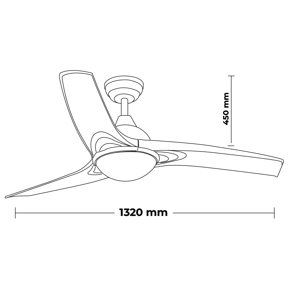 Ventilatore da soffitto con luce LED 3 pale bianco LM8804 LEDME