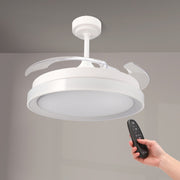 Ventilatore da soffitto con pale a scomparsa, tondo, bianco, alluminio e policarbonato, Diamantlux LM8815 M Mimotec