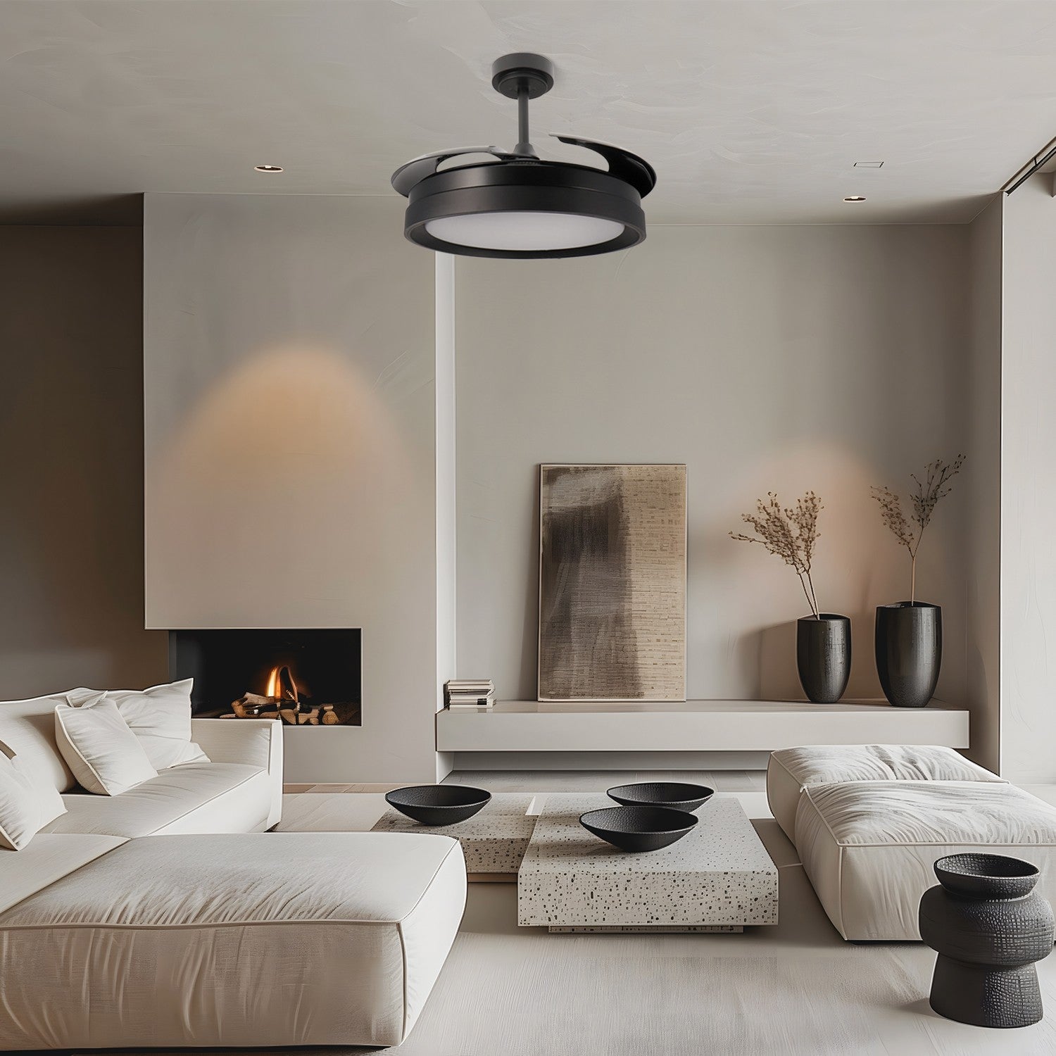 Ventilatore da Soffitto Nero Pale a Scomparsa Motore DC Mimotec – LM8819 M Mimotec
