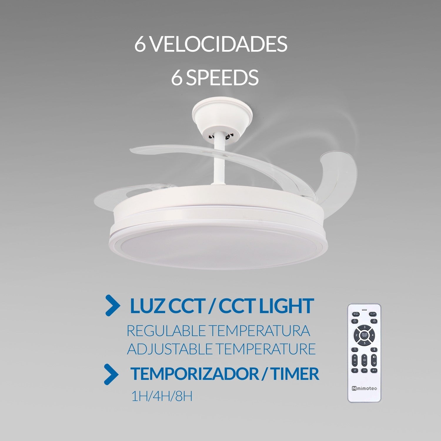 Ventilatore da Soffitto LED Pale a Scomparsa Silenzioso Motore DC Mimotec – LM8831 M Mimotec