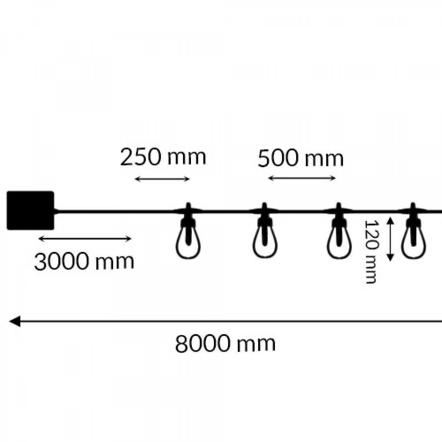Catena Luminosa Solare 8M RGB+W con 10 Lampadine LED IP54 Dimmerabile – LM8969