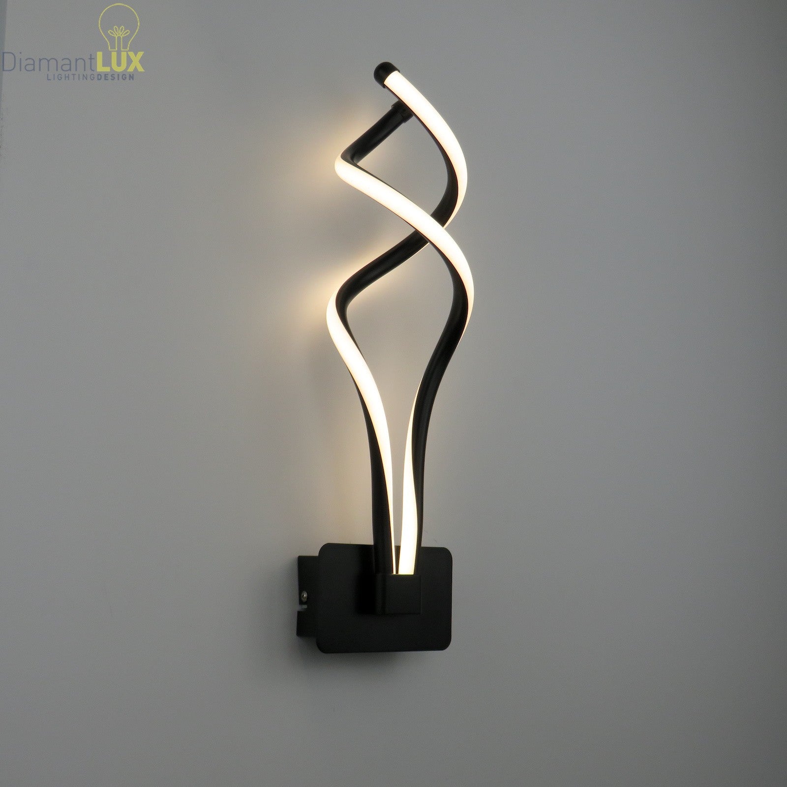 LOLA BK lampada da parete applique spirale moderno nero led DIAMANTLUX
