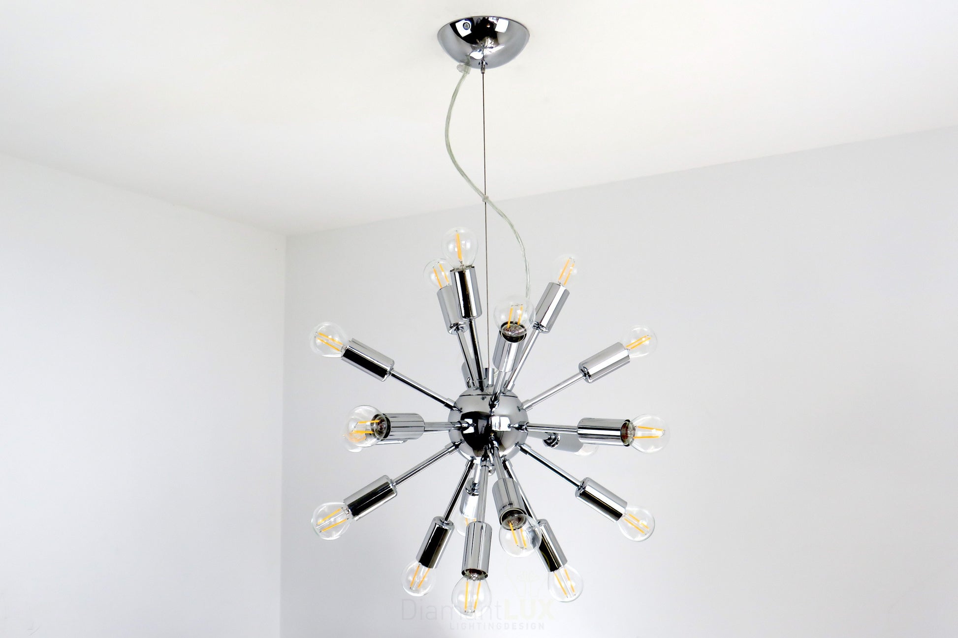 MATTEO 1078 lampadario a sospensione design moderno vintage retrò cromato 18 luci DIAMANTLUX