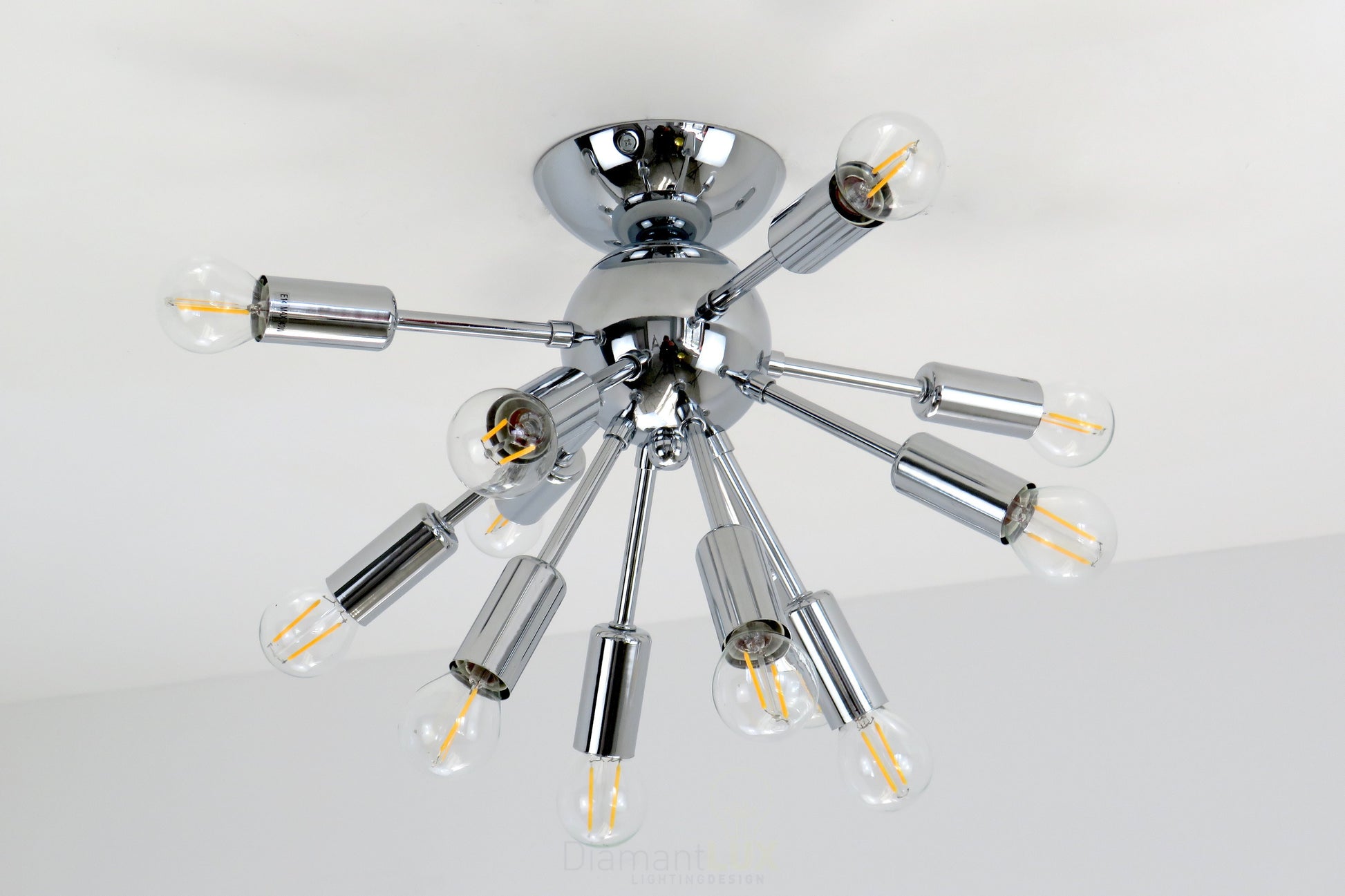 MATTEO 1078 plafoniera design moderno vintage retrò da soffitto 12 luci cromato DIAMANTLUX