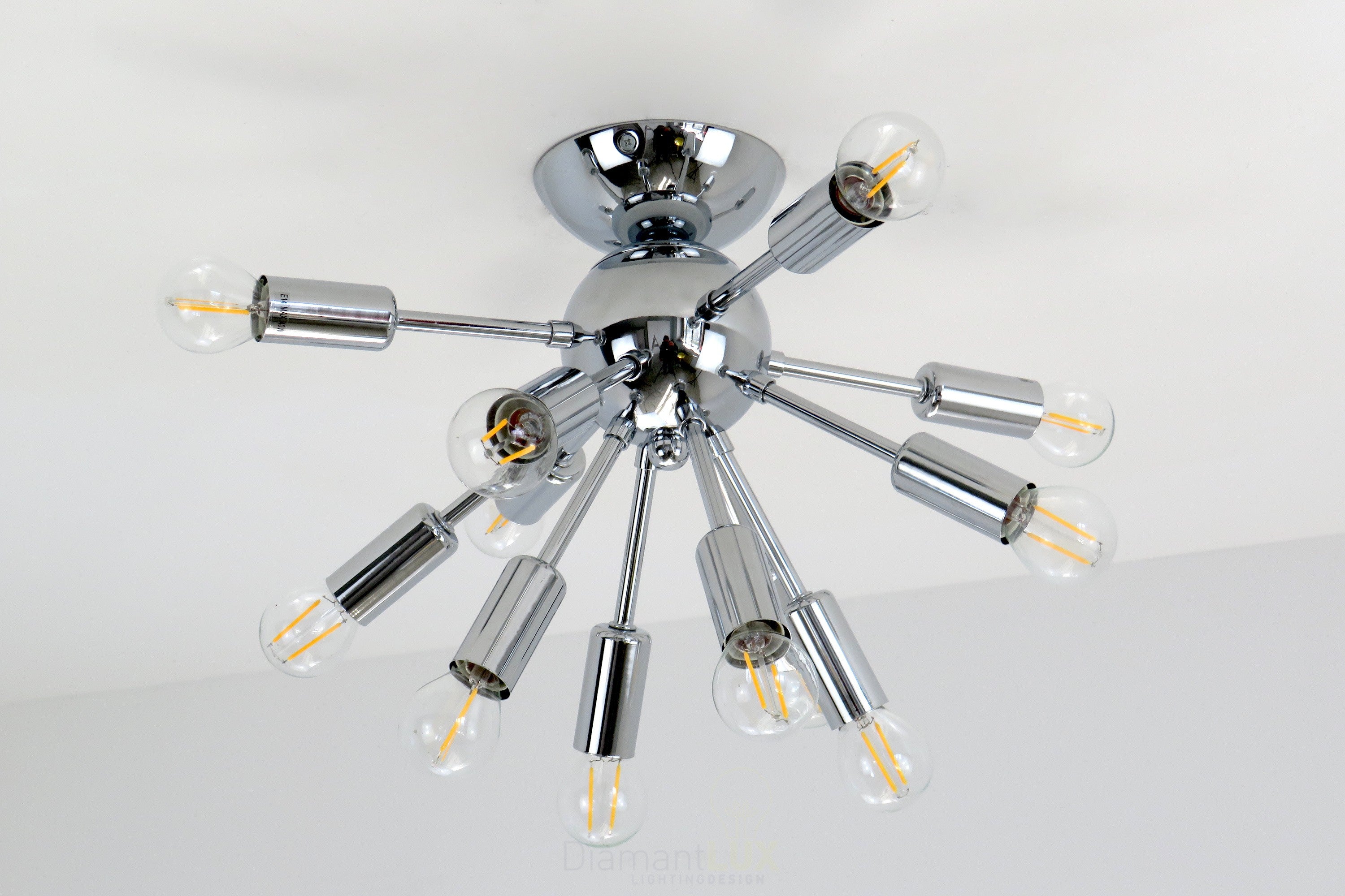 MATTEO 1078 plafoniera design moderno vintage retrò da soffitto 12 luci cromato DIAMANTLUX