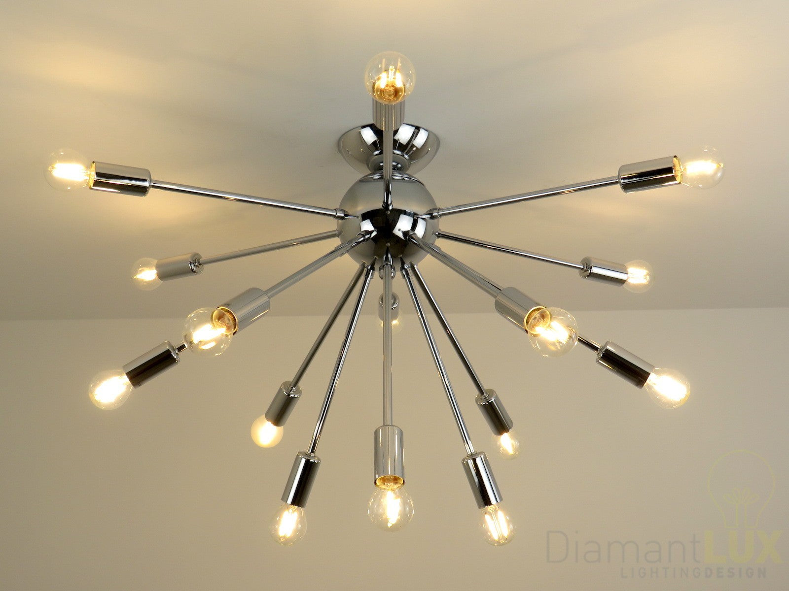 MATTEO 1078 plafoniera design moderno vintage retrò da soffitto 15 luci cromato DIAMANTLUX