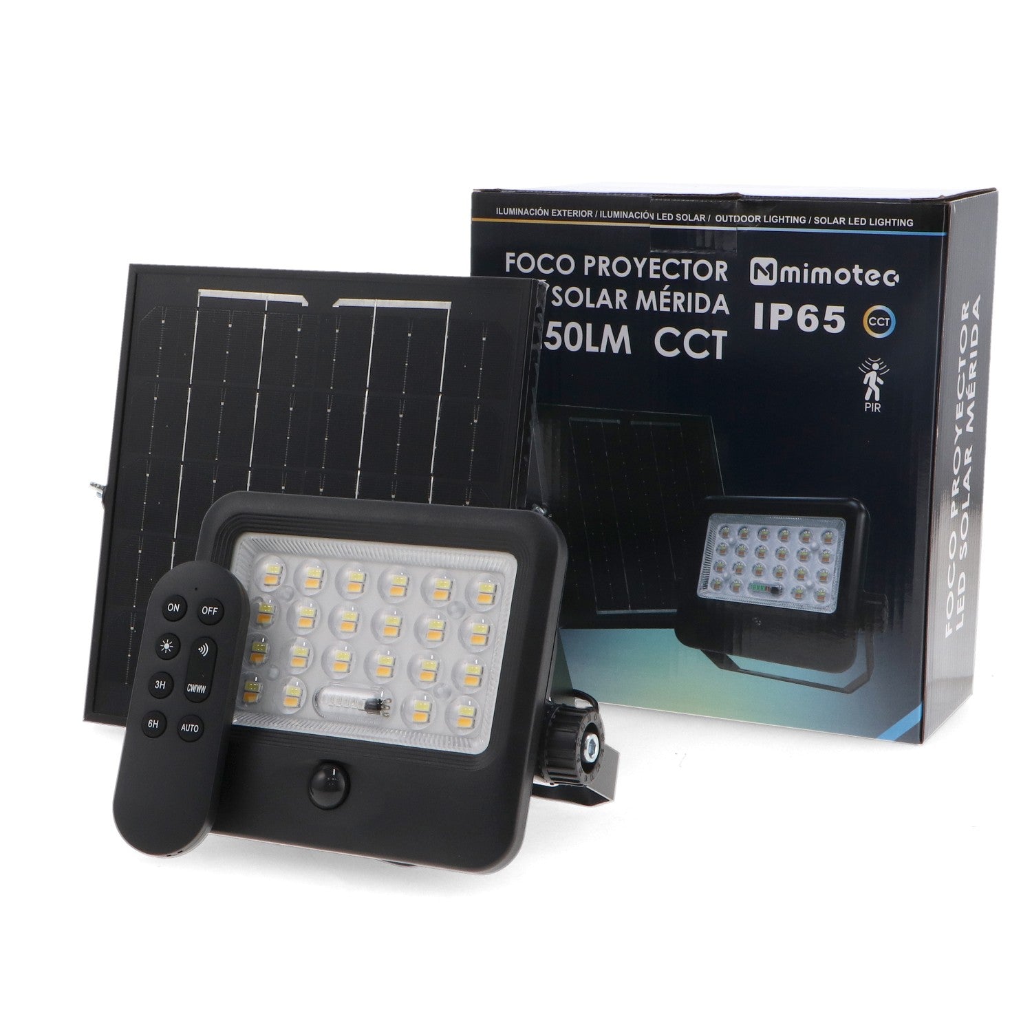Faro proiettore LED solare Merida con confezione - Mimotec MI3041