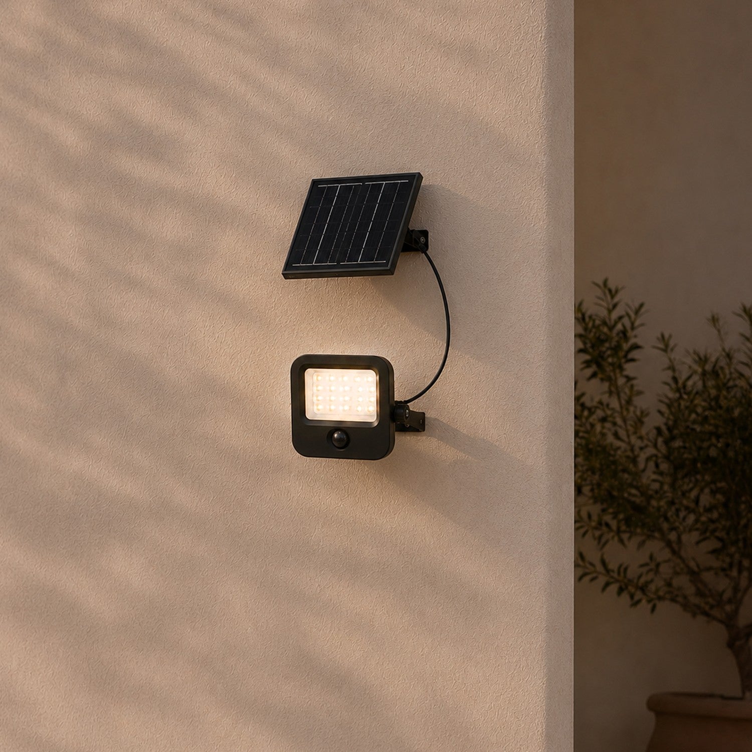 Faro proiettore LED solare Merida vista laterale - Mimotec MI3042